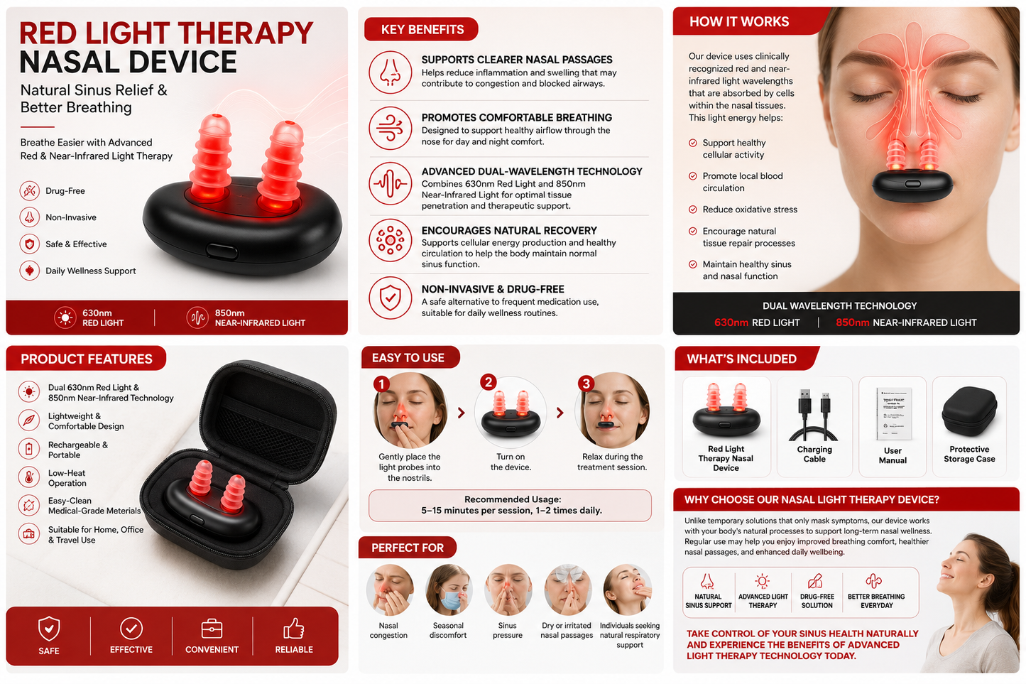 🌟 Red Light Nasal Therapy Device