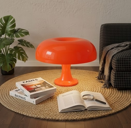 Retro Mushroom Table Lamp Orange Warm LED Bedside Desk Lamp Modern Home Decor