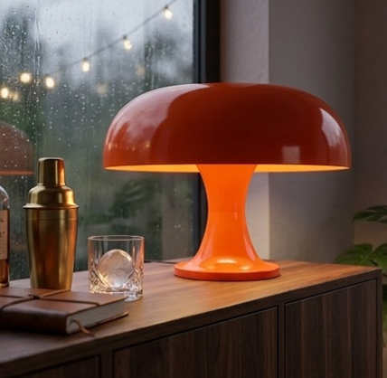 Retro Mushroom Table Lamp Orange Warm LED Bedside Desk Lamp Modern Home Decor