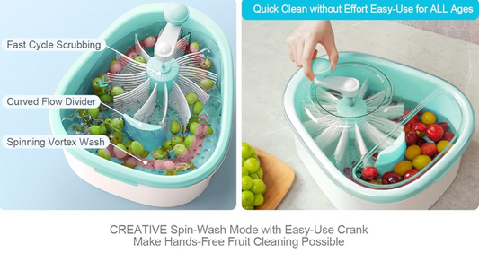 Fruit Spinner Cleaner — 720° Vortex Wash | Hands Free | Family Size | No Electricity Needed