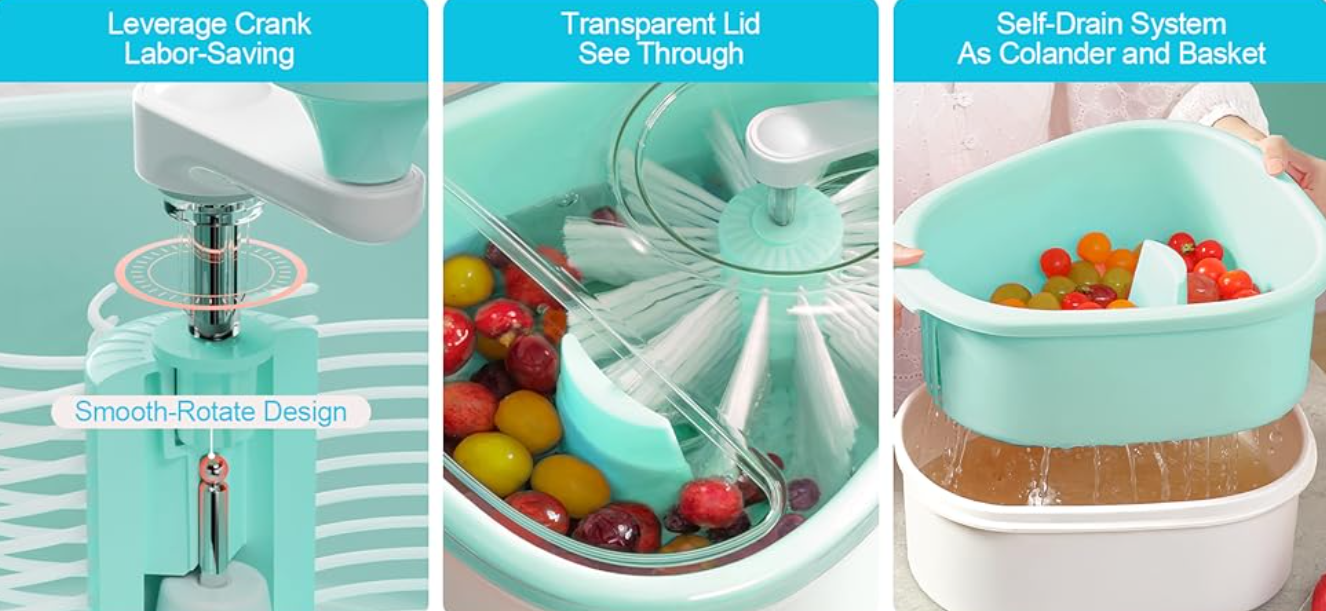 Fruit Spinner Cleaner — 720° Vortex Wash | Hands Free | Family Size | No Electricity Needed