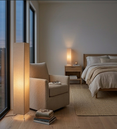 Jute Shade LED Floor Lamp | 33 Inch Standing Lamp | Wooden Base | B22 Holder | Bedroom Living Room Home Decor | Beige