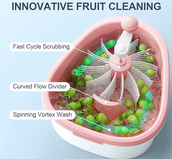 Fruit Spinner Cleaner — 720° Vortex Wash | Hands Free | Family Size | No Electricity Needed
