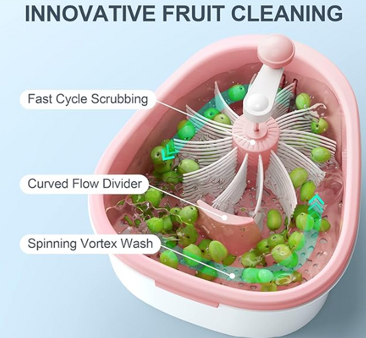 Fruit Spinner Cleaner — 720° Vortex Wash | Hands Free | Family Size | No Electricity Needed