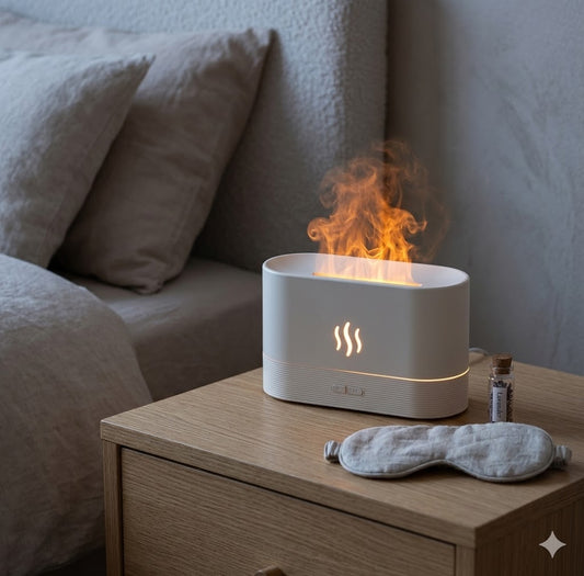 Essential Oil Flame Diffuser | 7 Colour LED Aromatherapy Humidifier | Quiet Auto-Off Aroma Diffuser for Bedroom Home Office Room